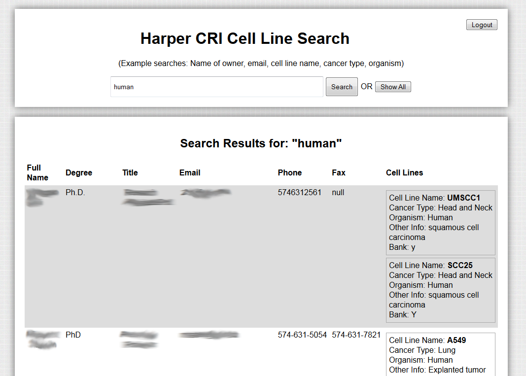 Harper CRI Membership Application Screenshot